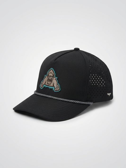 The Yeti Hat | Black Snapback | Perforated Performance Hat with Yeti Patch
