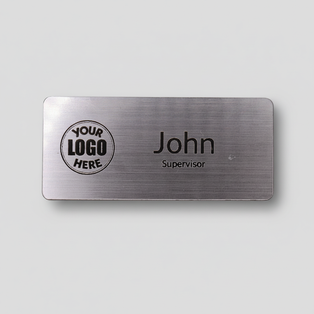 Engraved Name Tag – 2.5" x 1" Silver/Black