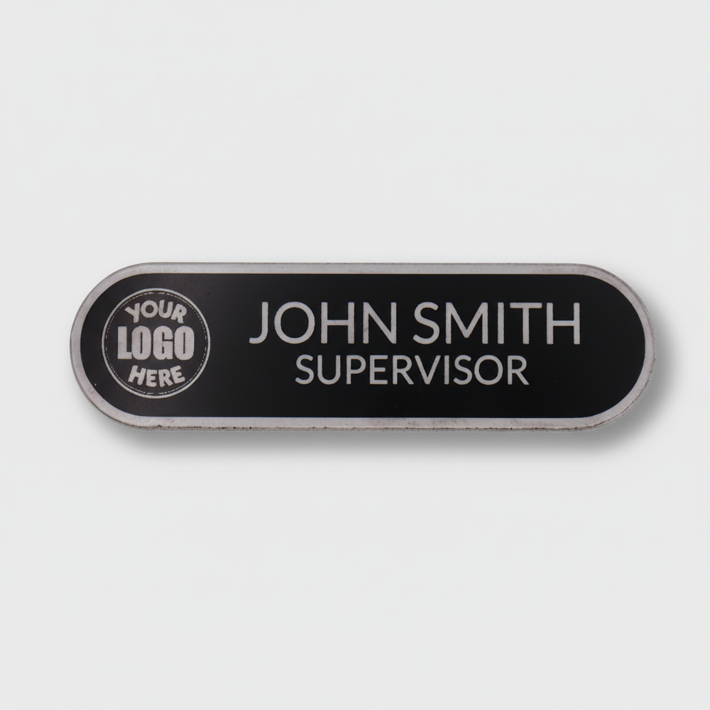 Engraved Name Tag – 3.5" x 1" Black/White
