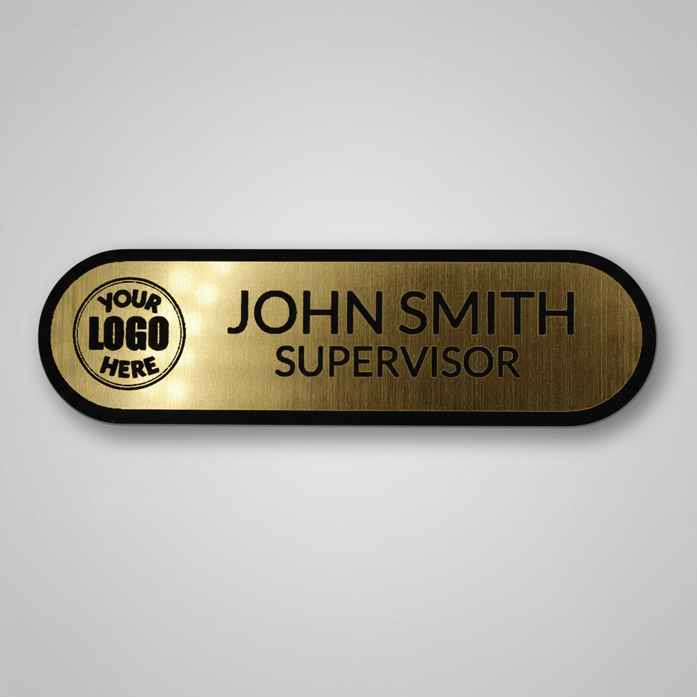 Engraved Name Tag – 3.5" x 1" Gold/Black