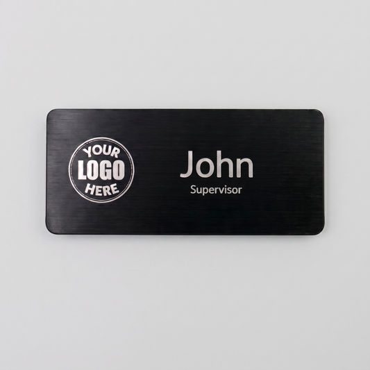 Engraved Name Tag – 2.5" x 1" Silver/Black