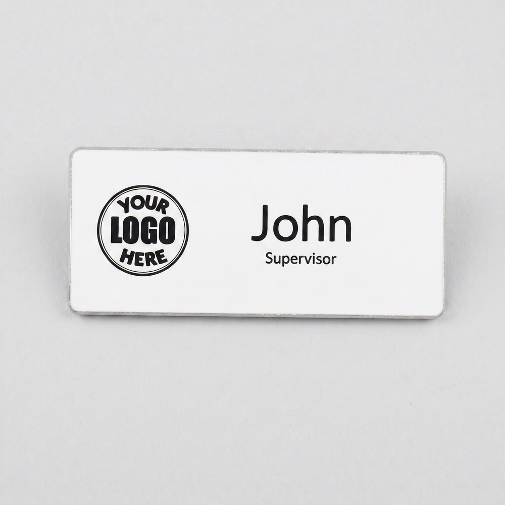 Engraved Name Tag – 2.5" x 1" Black/White