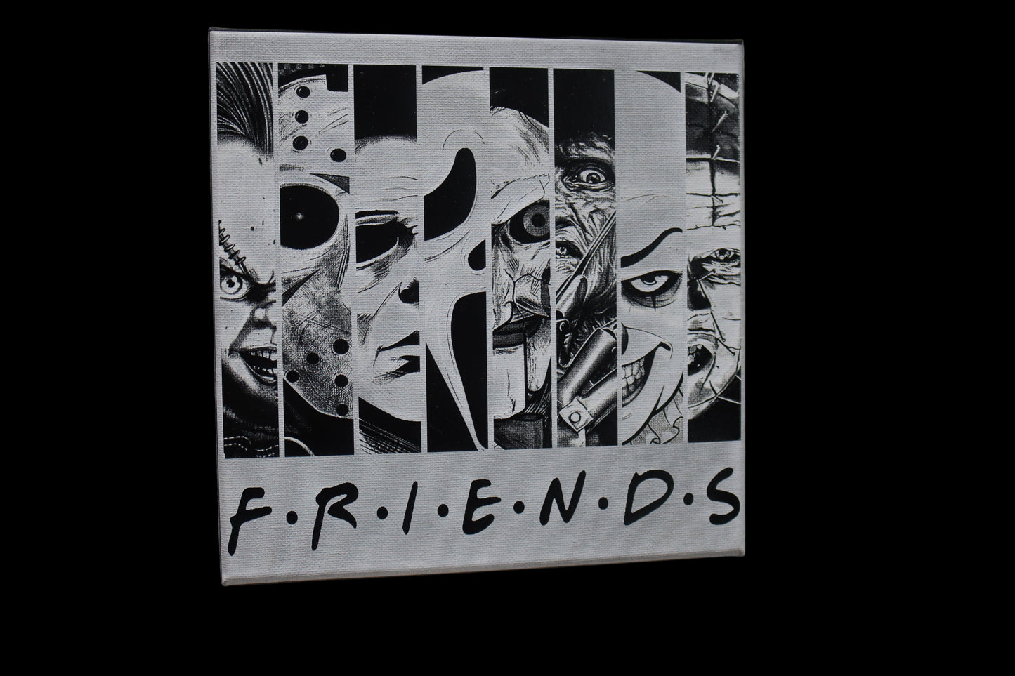 Halloween Laser-Etched Canvas – “Friends” Horror Icons Edition (8x8)