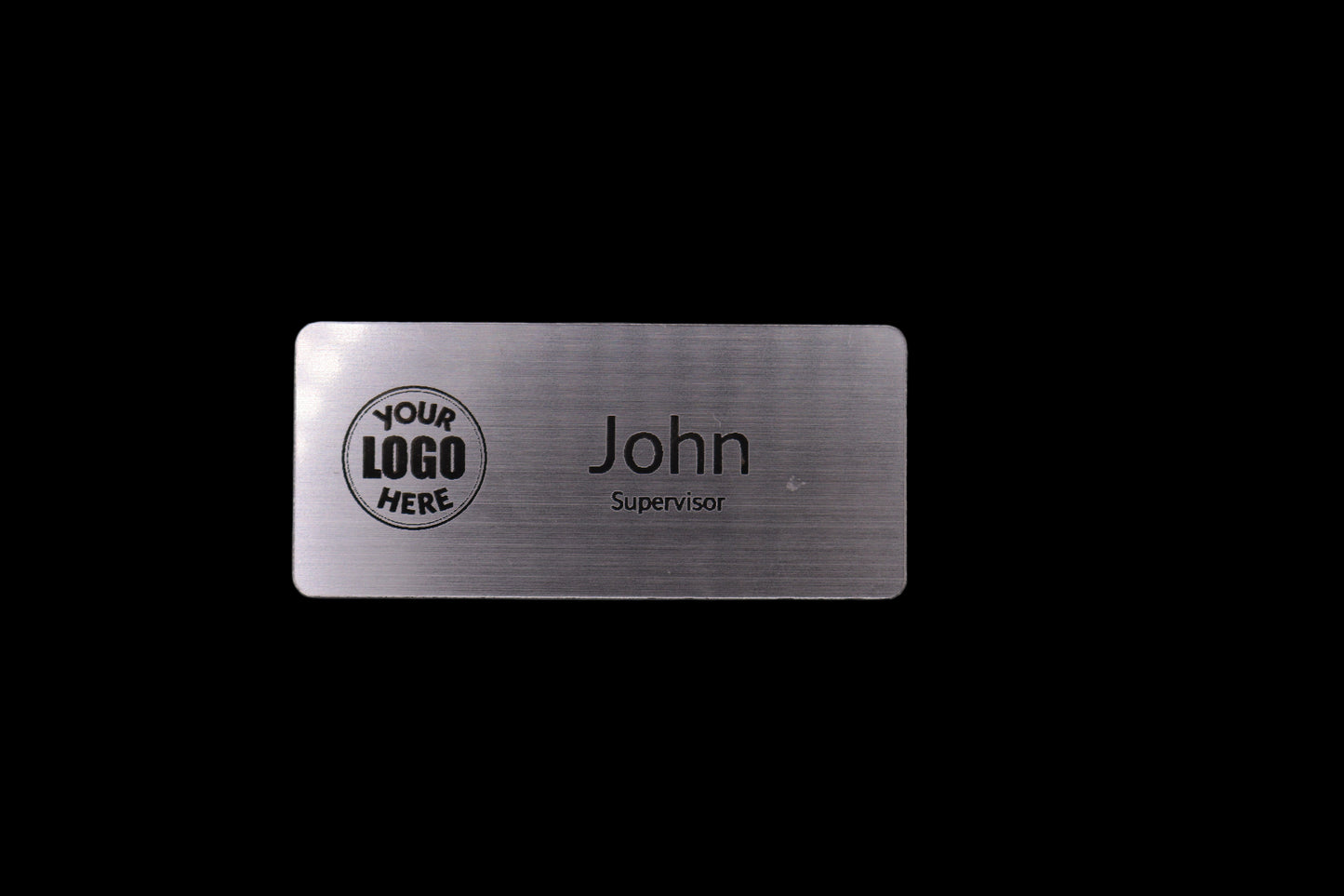 Engraved Name Tag – 2.5" x 1" Sliver/Black