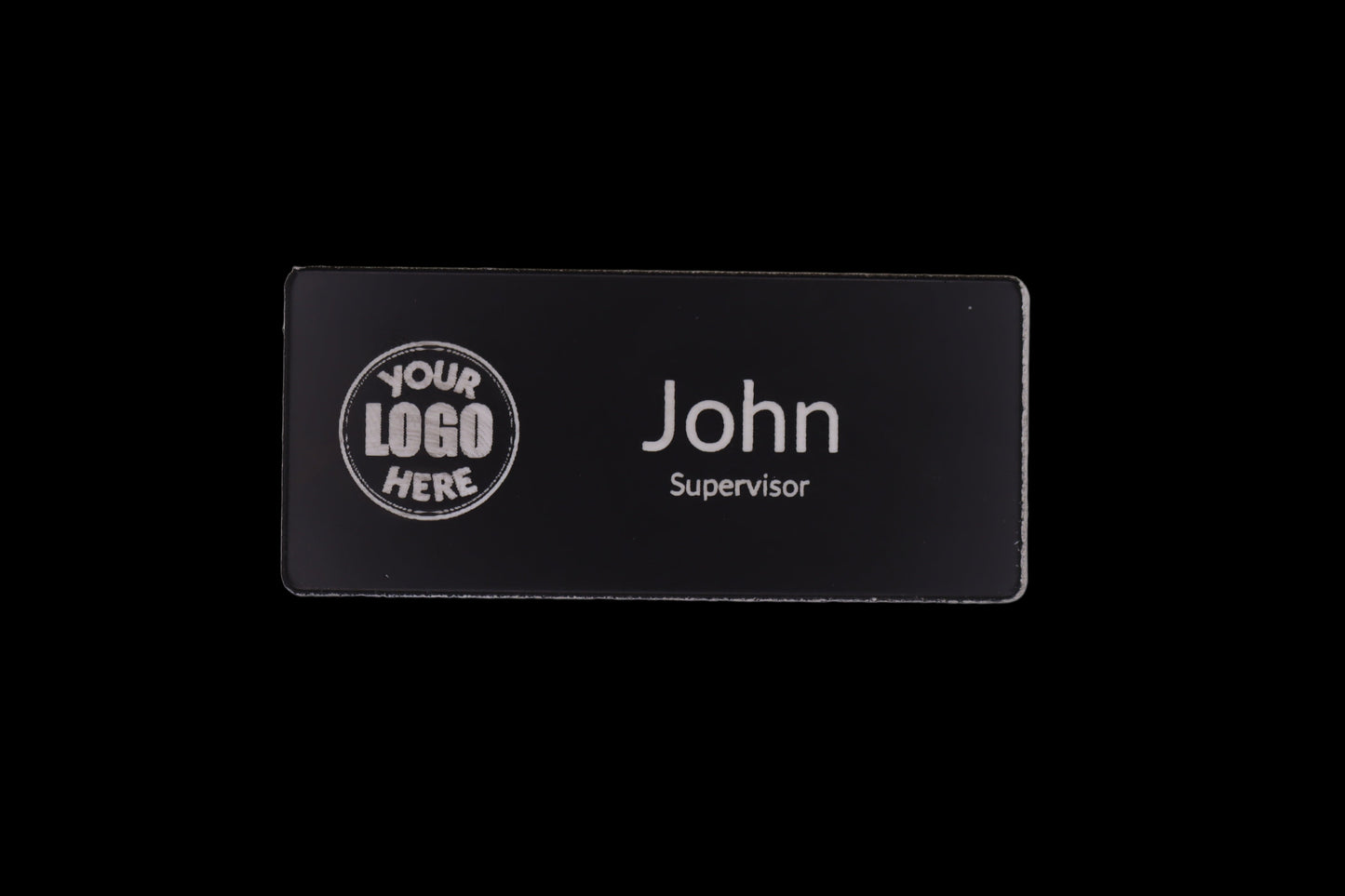 Engraved Name Tag – 2.5" x 1" Black/White