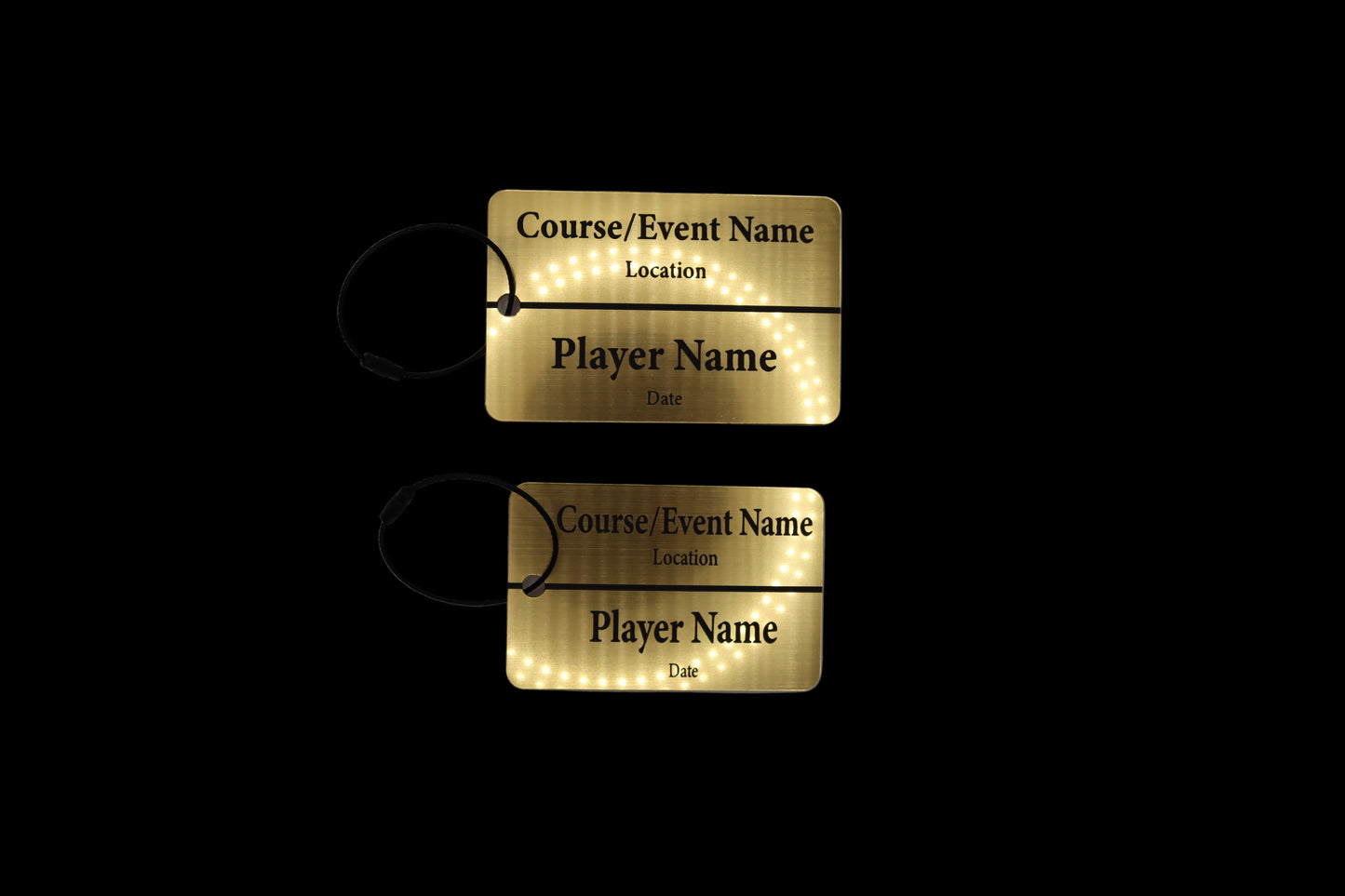 Custom Engraved Black & Gold Acrylic Golf Bag Tags