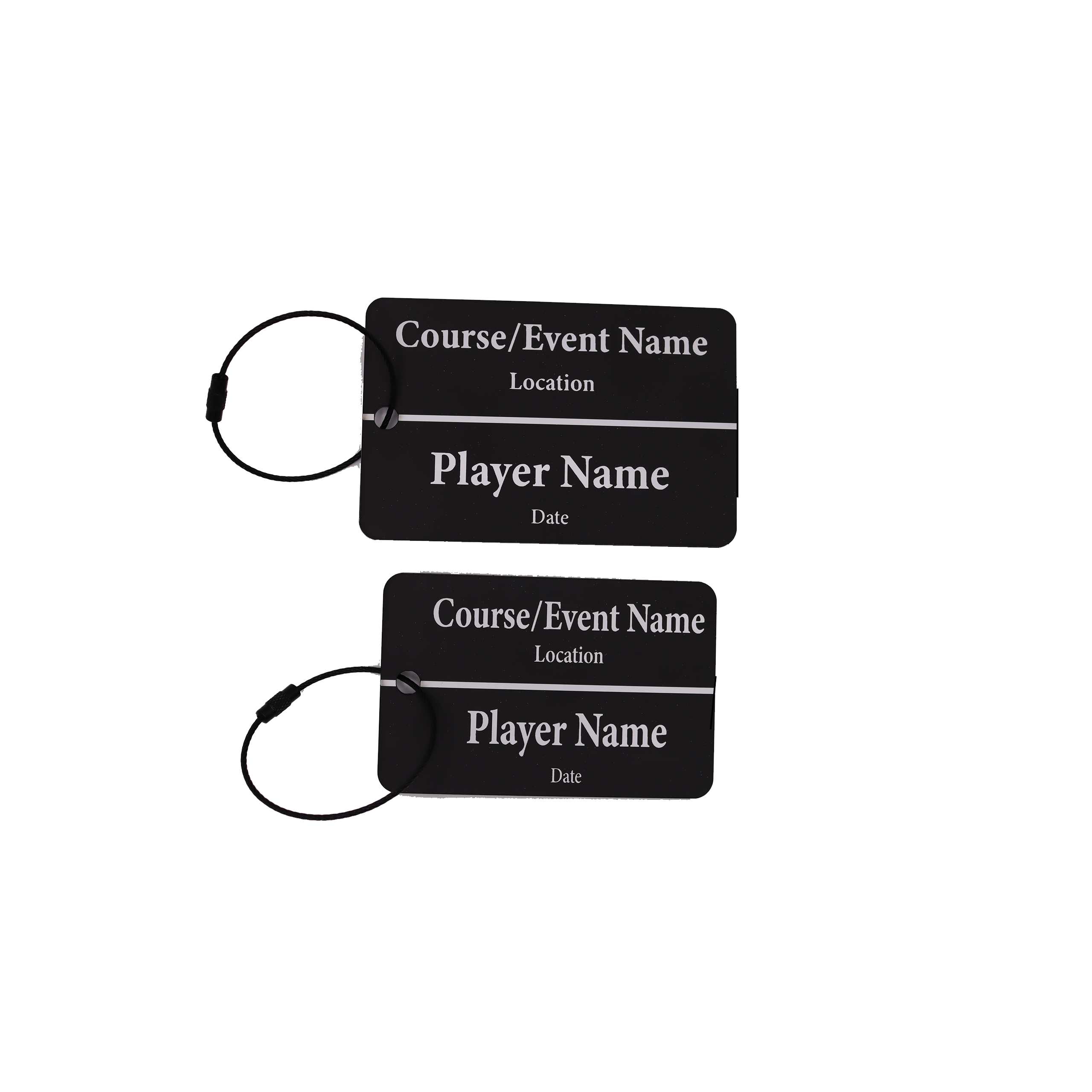 Custom Engraved Black & White Acrylic Golf Bag Tags