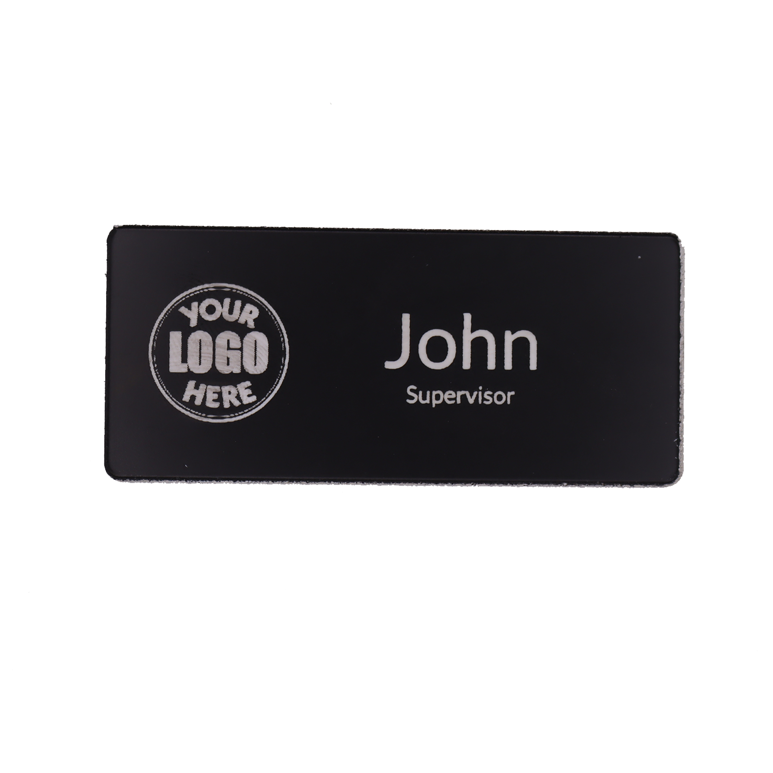 Engraved Name Tag – 2.5" x 1" Black/White