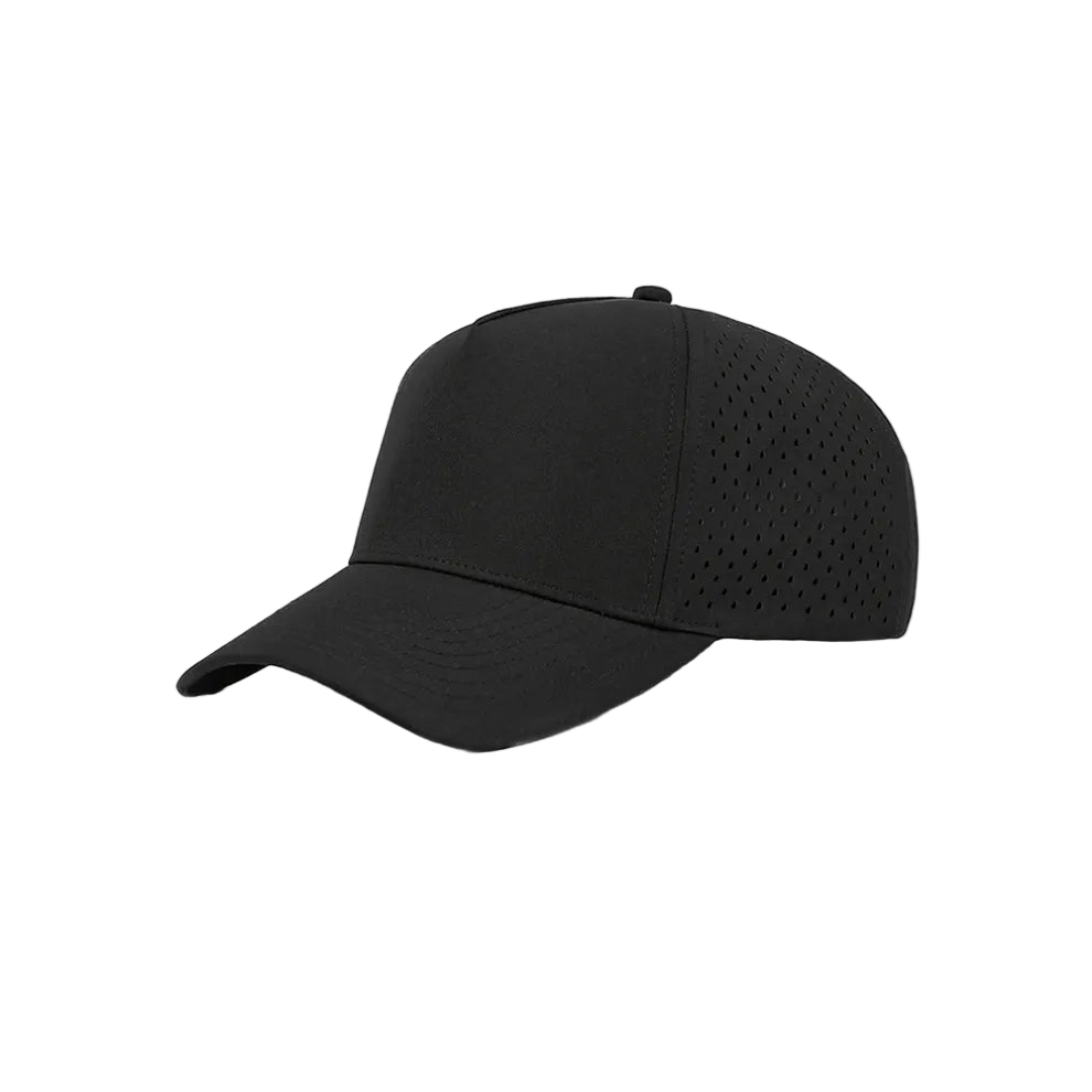 Black Laser Perforated 5-Panel Snapback Golf Hat