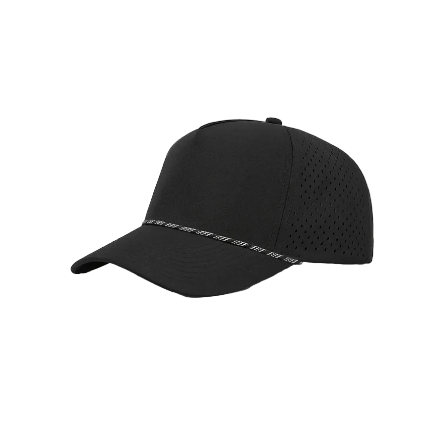 Black & White Rope 5-Panel Performance Golf Hat