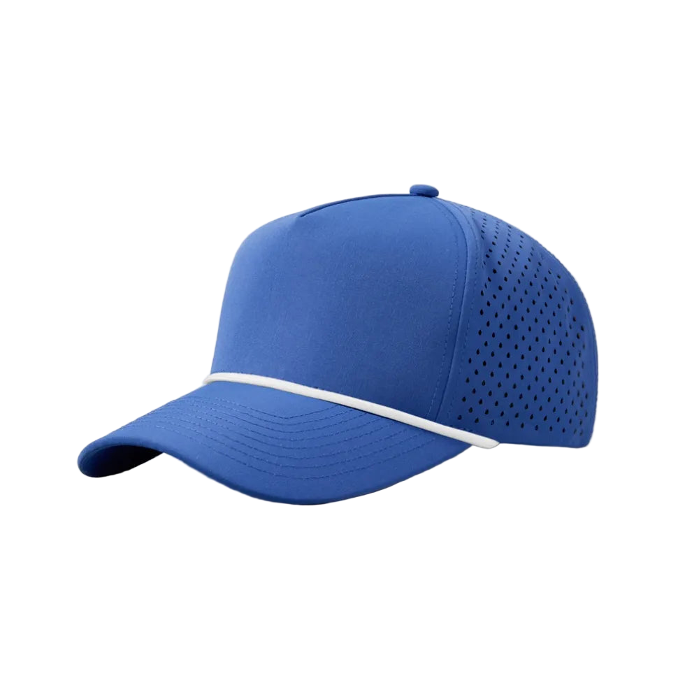 Custom Blue & White Rope 5-Panel Performance Golf Hat