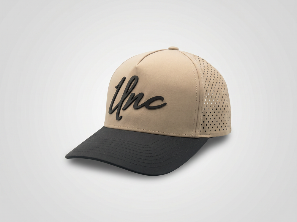 The Unc Hat | Tan & Black Snapback | Structured Trucker Hat with Leather Patch