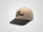 The Unc Hat | Tan & Black Snapback | Structured Trucker Hat with Leather Patch