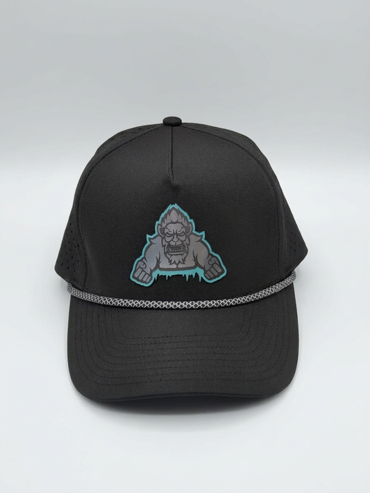 The Yeti Hat | Black Snapback | Perforated Performance Hat with Yeti Patch