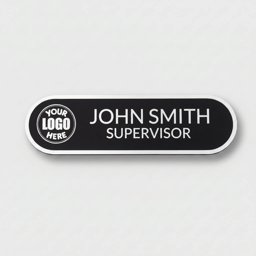 Engraved Name Tag – 3.5" x 1" Black/White