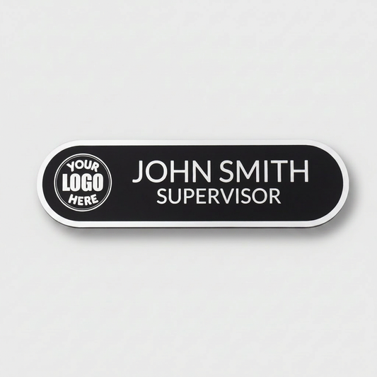 Engraved Name Tag – 3.5" x 1" Black/White