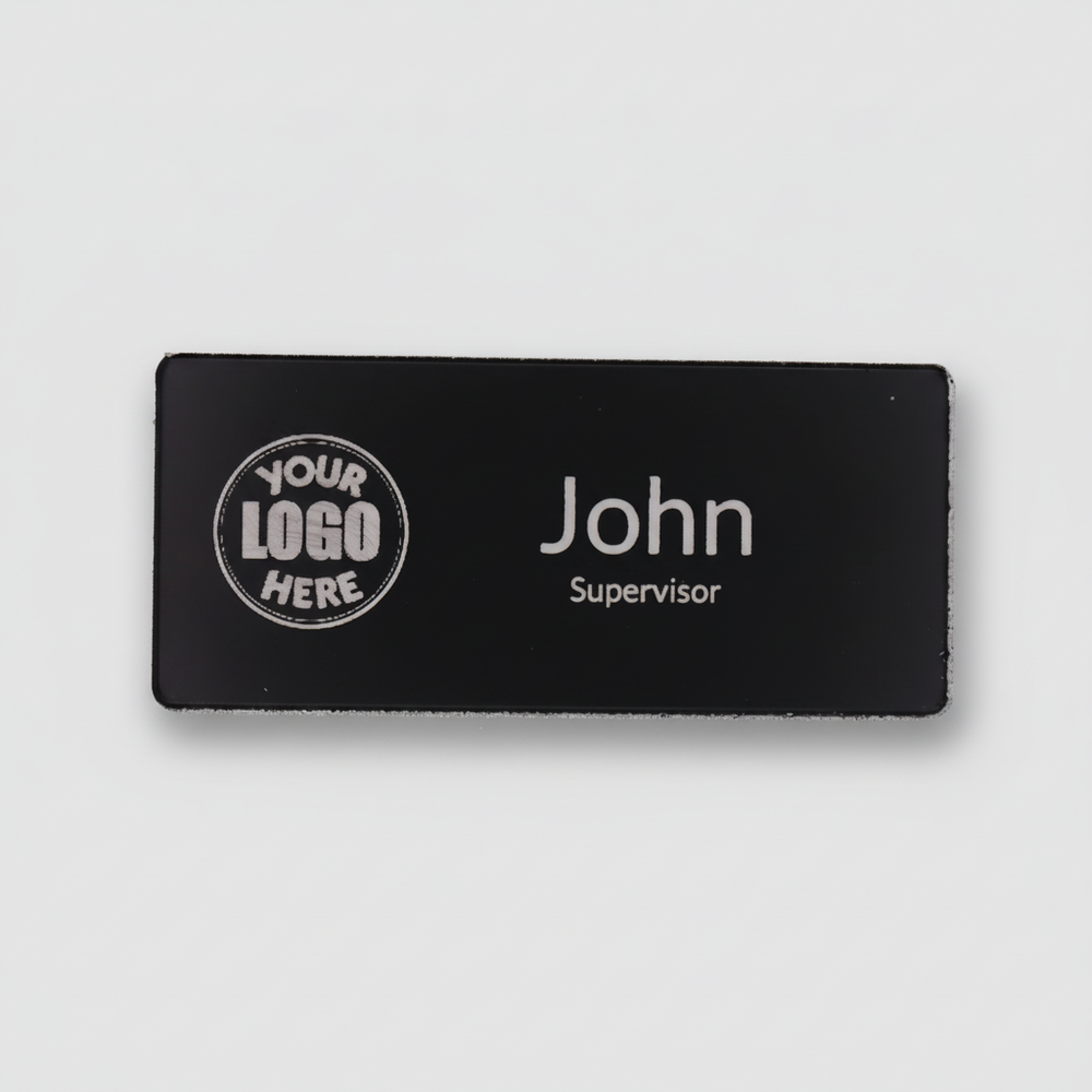 Engraved Name Tag – 2.5" x 1" Black/White