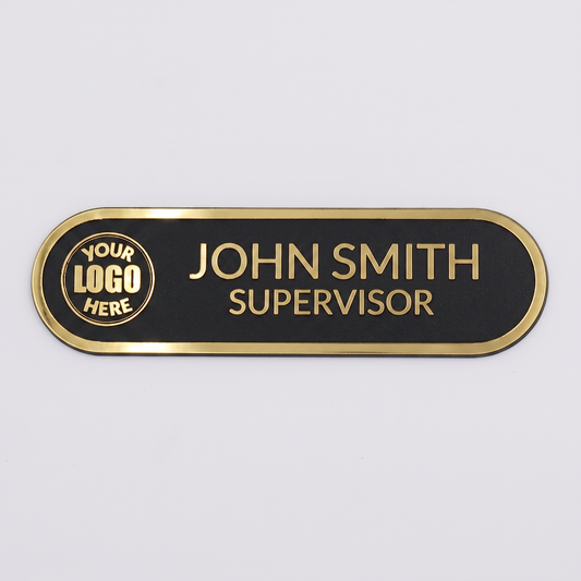 Engraved Name Tag – 3.5" x 1" Gold/Black
