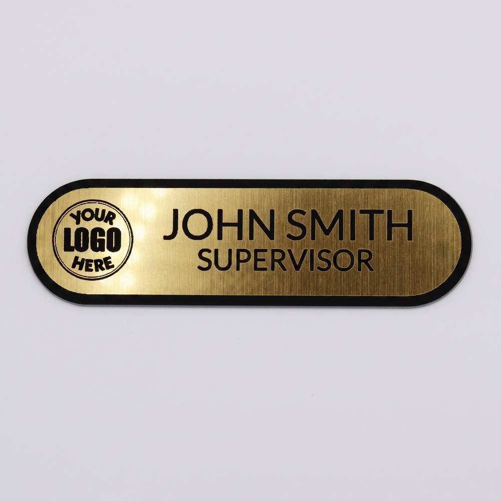 Engraved Name Tag – 3.5" x 1" Gold/Black