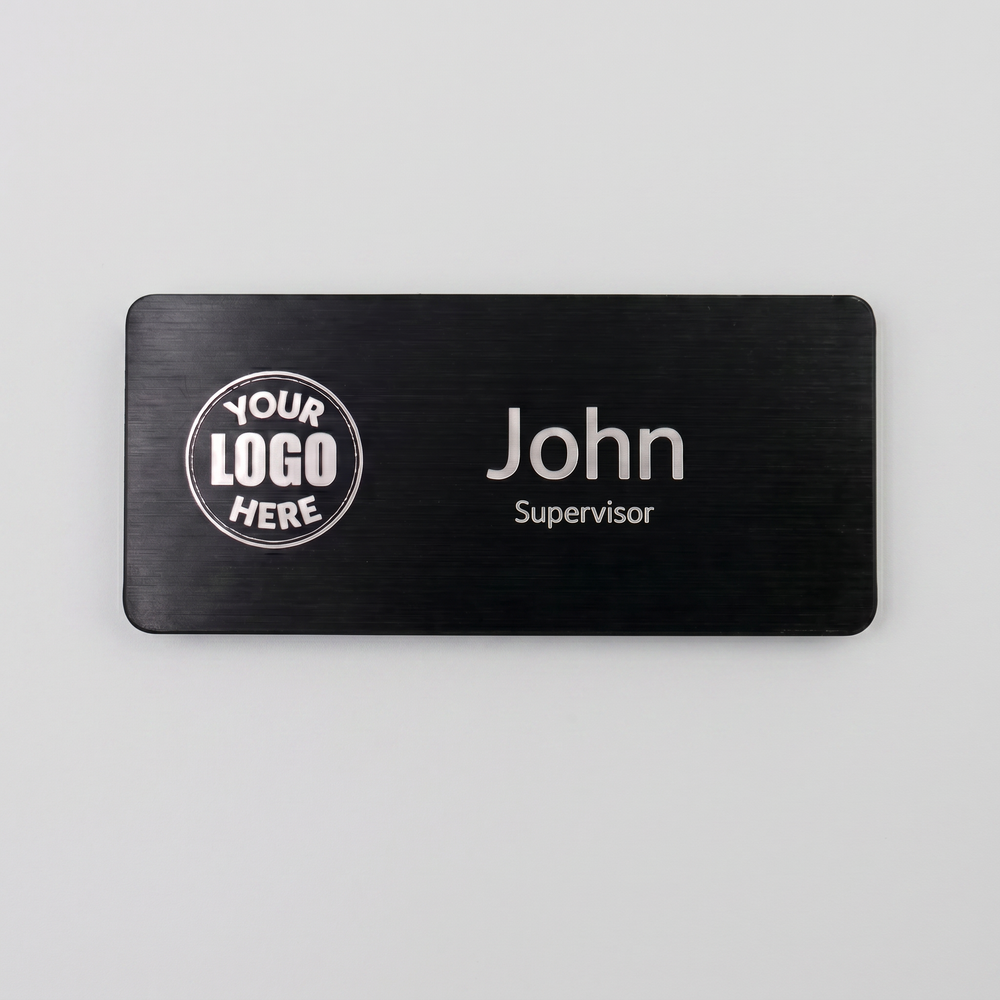 Engraved Name Tag – 2.5" x 1" Silver/Black