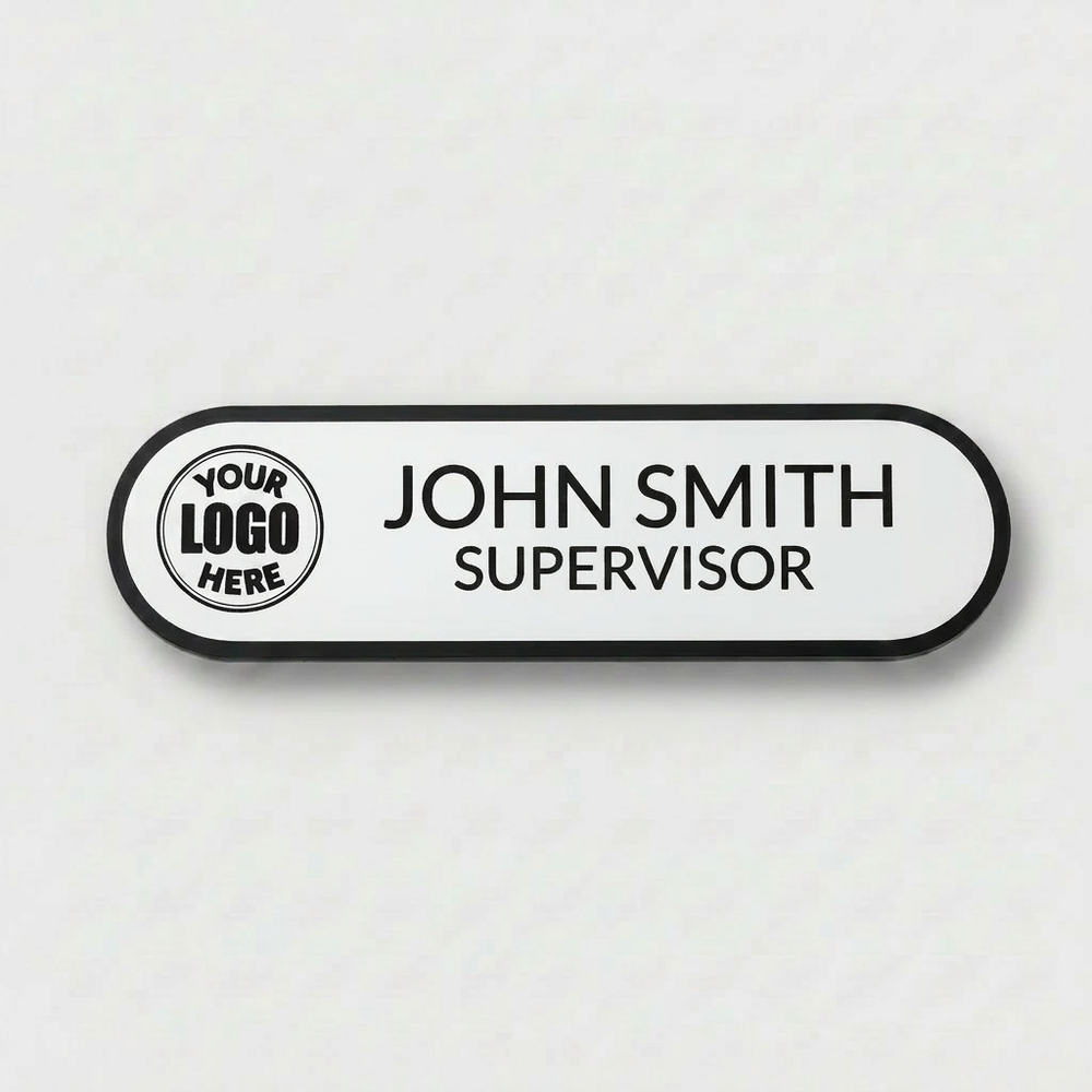 Engraved Name Tag – 3.5" x 1" Black/White