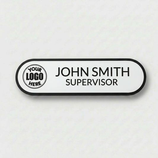 Engraved Name Tag – 3.5" x 1" Black/White
