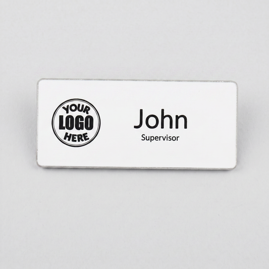 Engraved Name Tag – 2.5" x 1" Black/White
