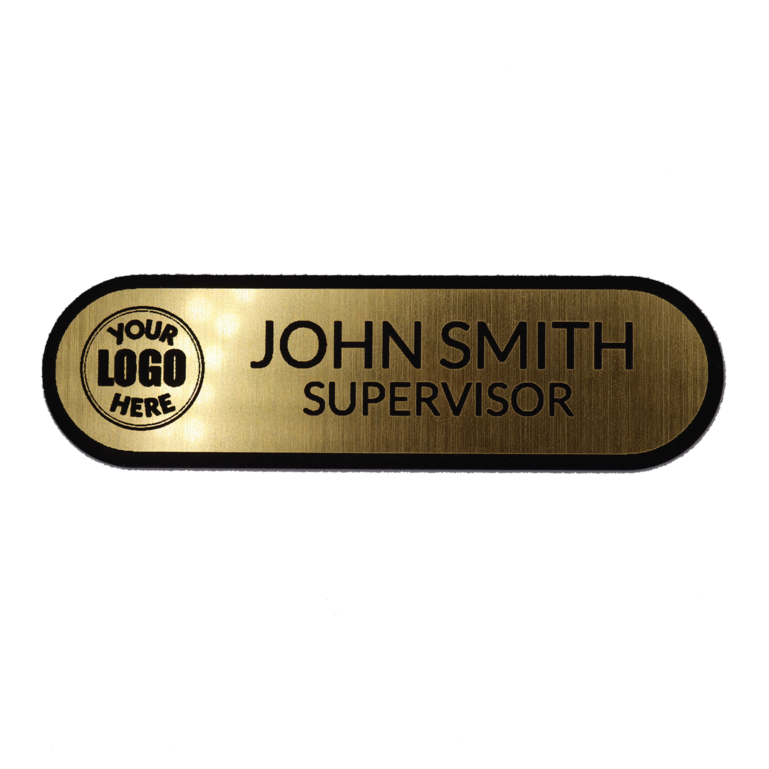 Engraved Name Tag – 3.5" x 1" Gold/Black