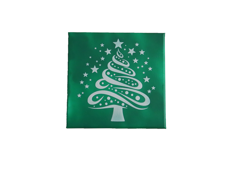 Spiral Christmas Tree Laser Etched Canvas Art | 8x8 Holiday Décor