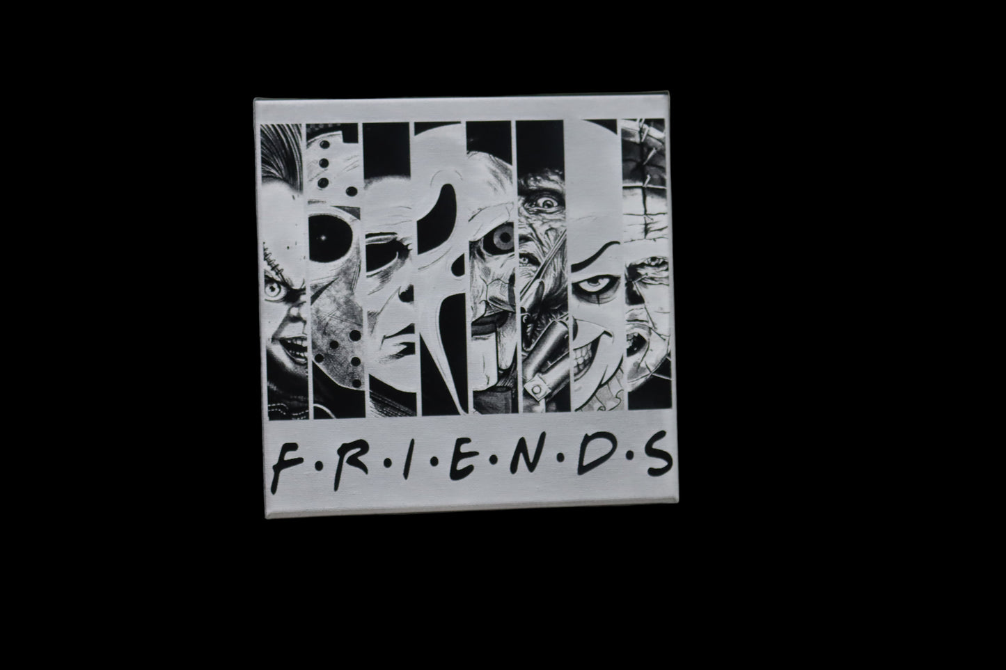 Halloween Laser-Etched Canvas – “Friends” Horror Icons Edition (8x8)