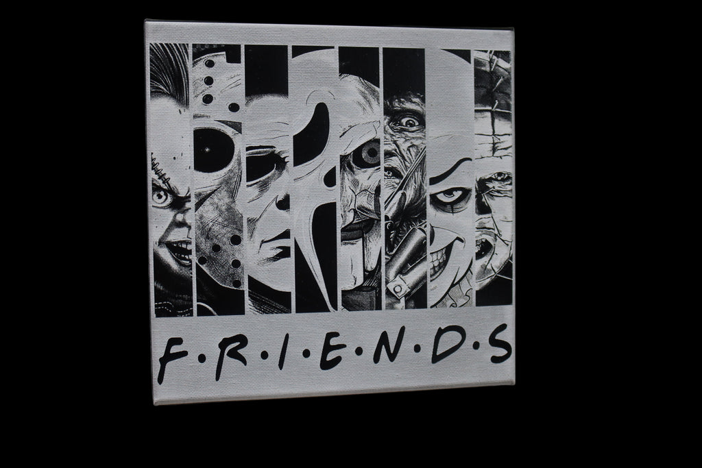 Halloween Laser-Etched Canvas – “Friends” Horror Icons Edition (8x8)
