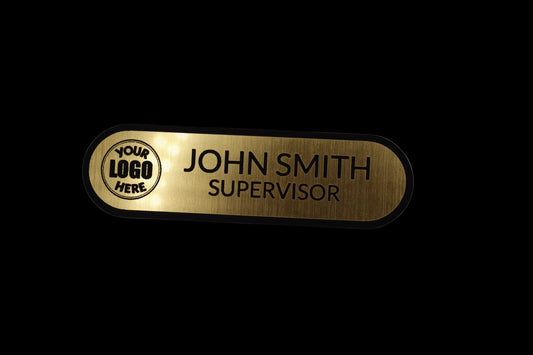 Engraved Name Tag – 3.5" x 1" Gold/Black