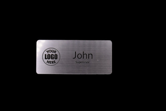 Engraved Name Tag – 2.5" x 1" Sliver/Black