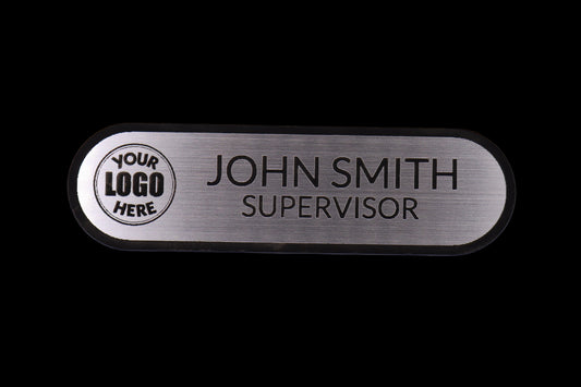Engraved Name Tag – 3.5" x 1" Sliver/Black