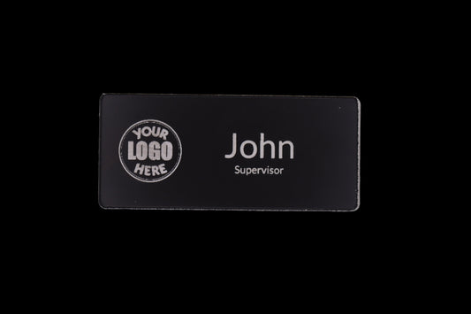 Engraved Name Tag – 2.5" x 1" Black/White