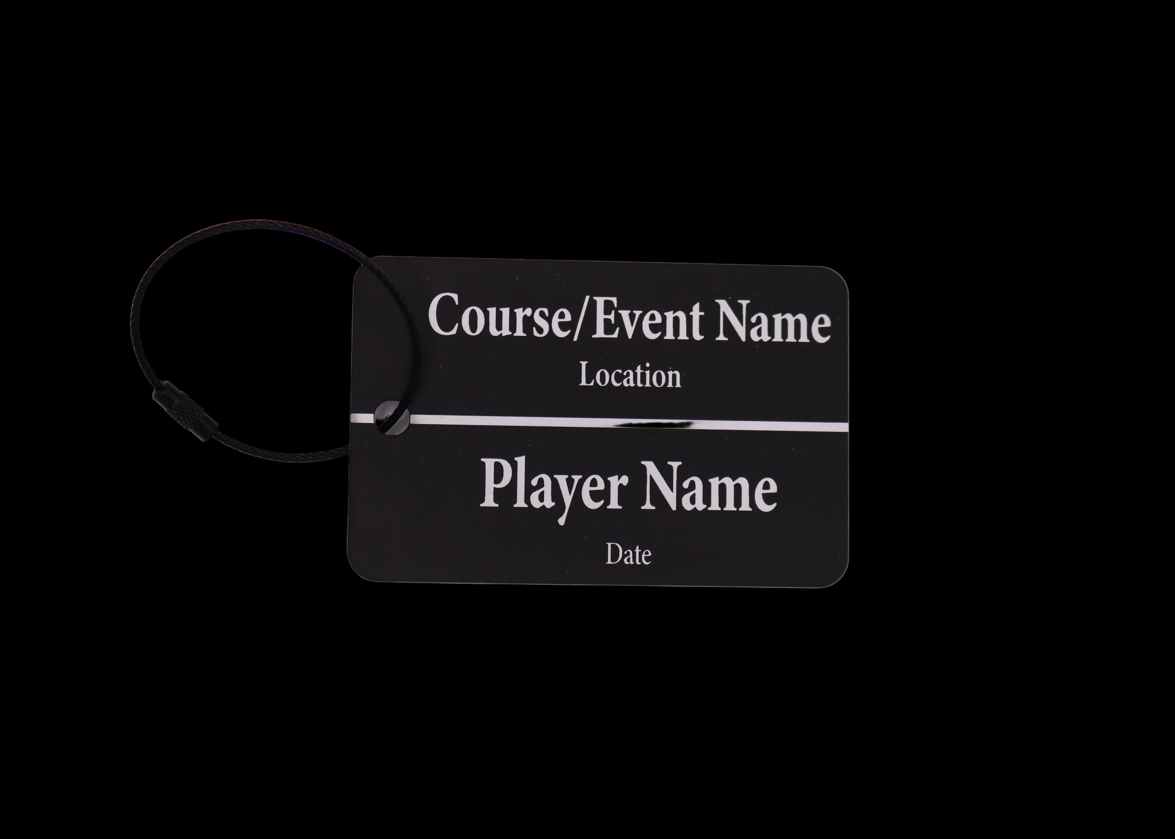 Custom Engraved Black & White Acrylic Golf Bag Tags
