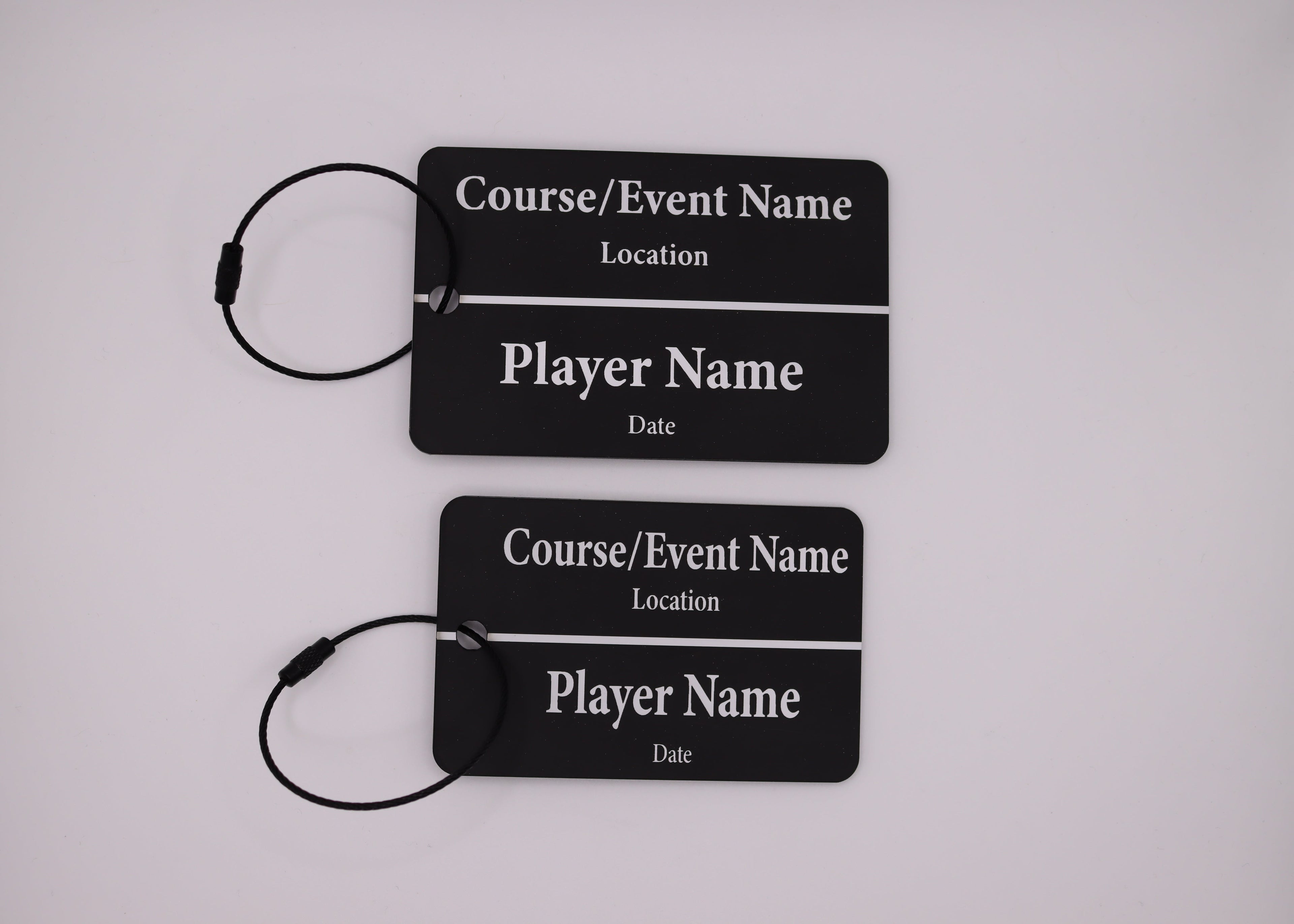 Custom Engraved Black & White Acrylic Golf Bag Tags