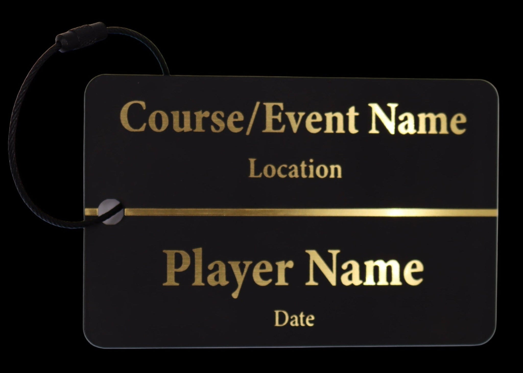 Custom Engraved Black & Gold Acrylic Golf Bag Tags