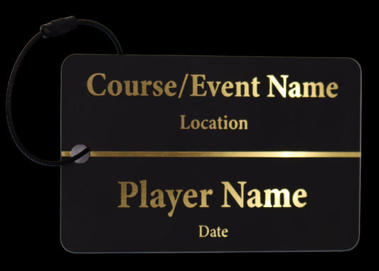 Custom Engraved Black & Gold Acrylic Golf Bag Tags