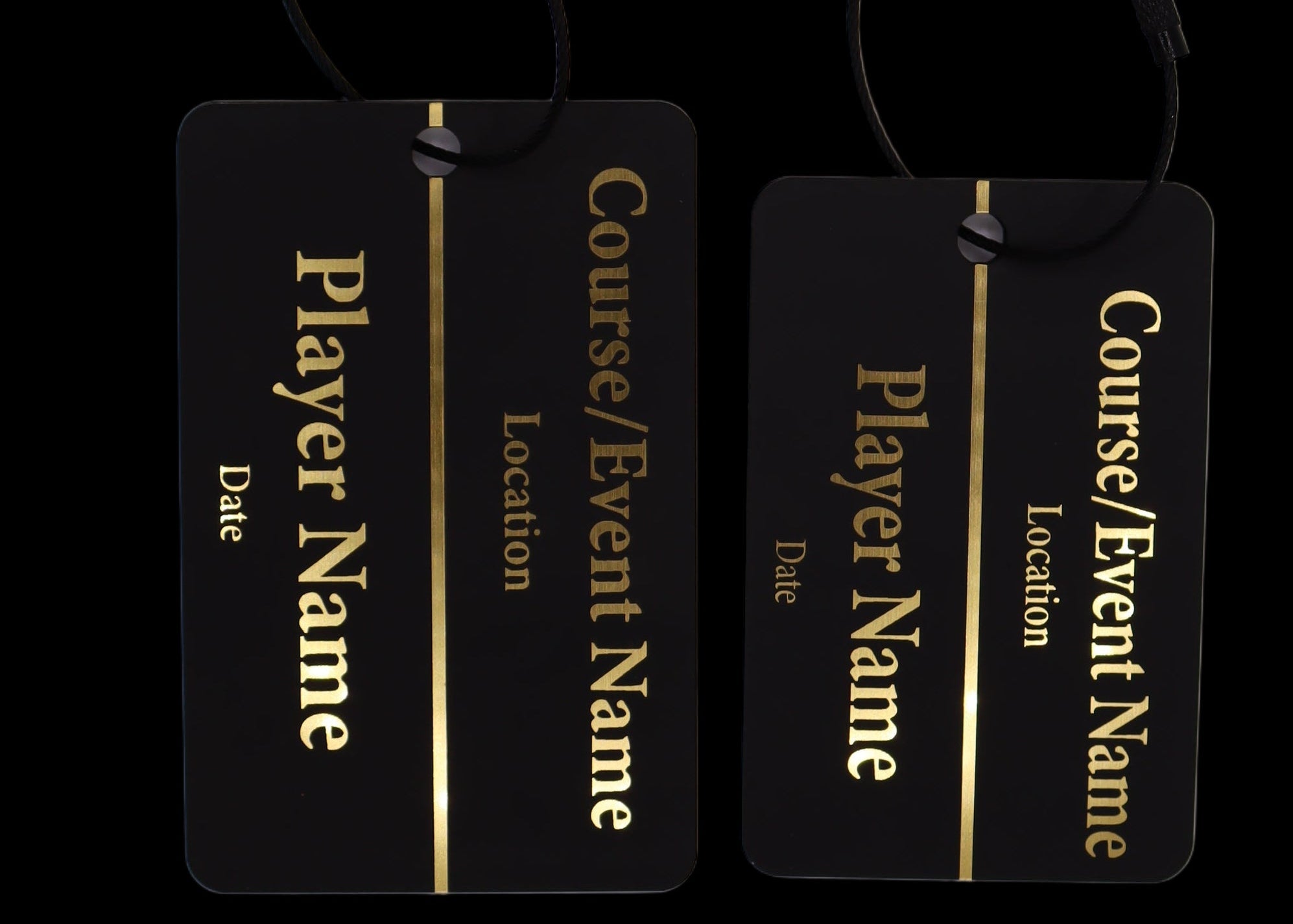 Custom Engraved Black & Gold Acrylic Golf Bag Tags