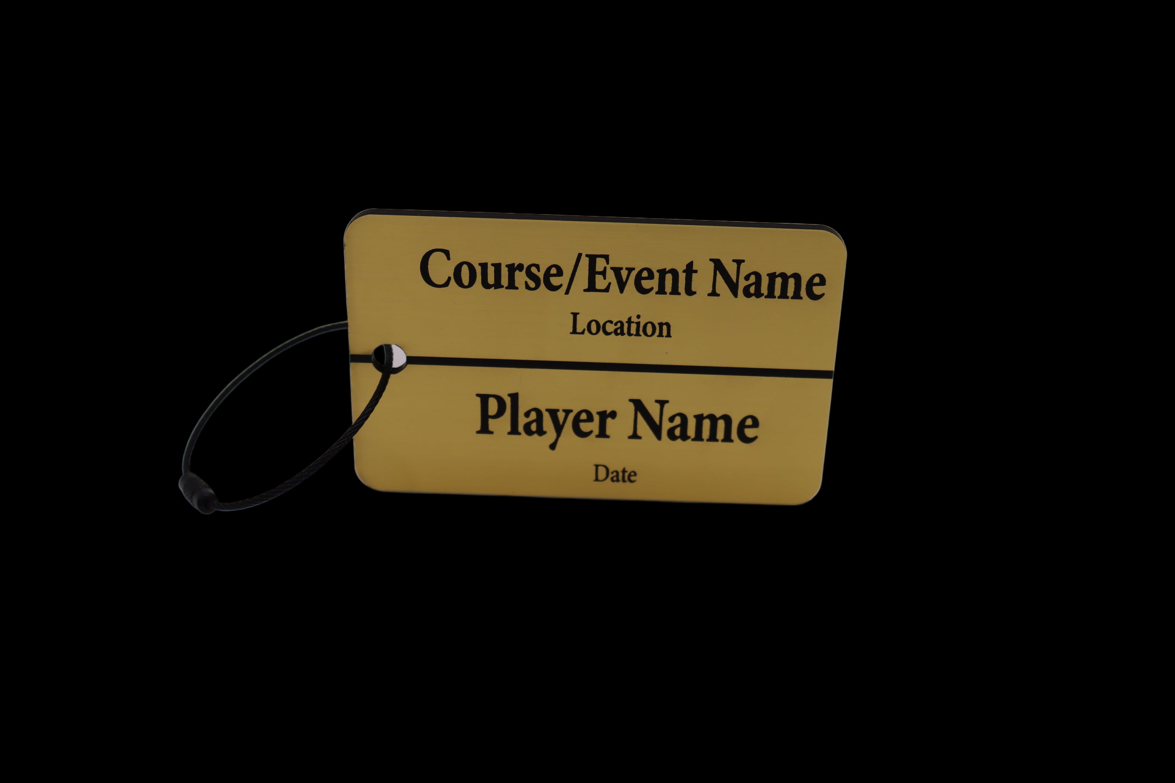 Custom Engraved Black & Gold Acrylic Golf Bag Tags