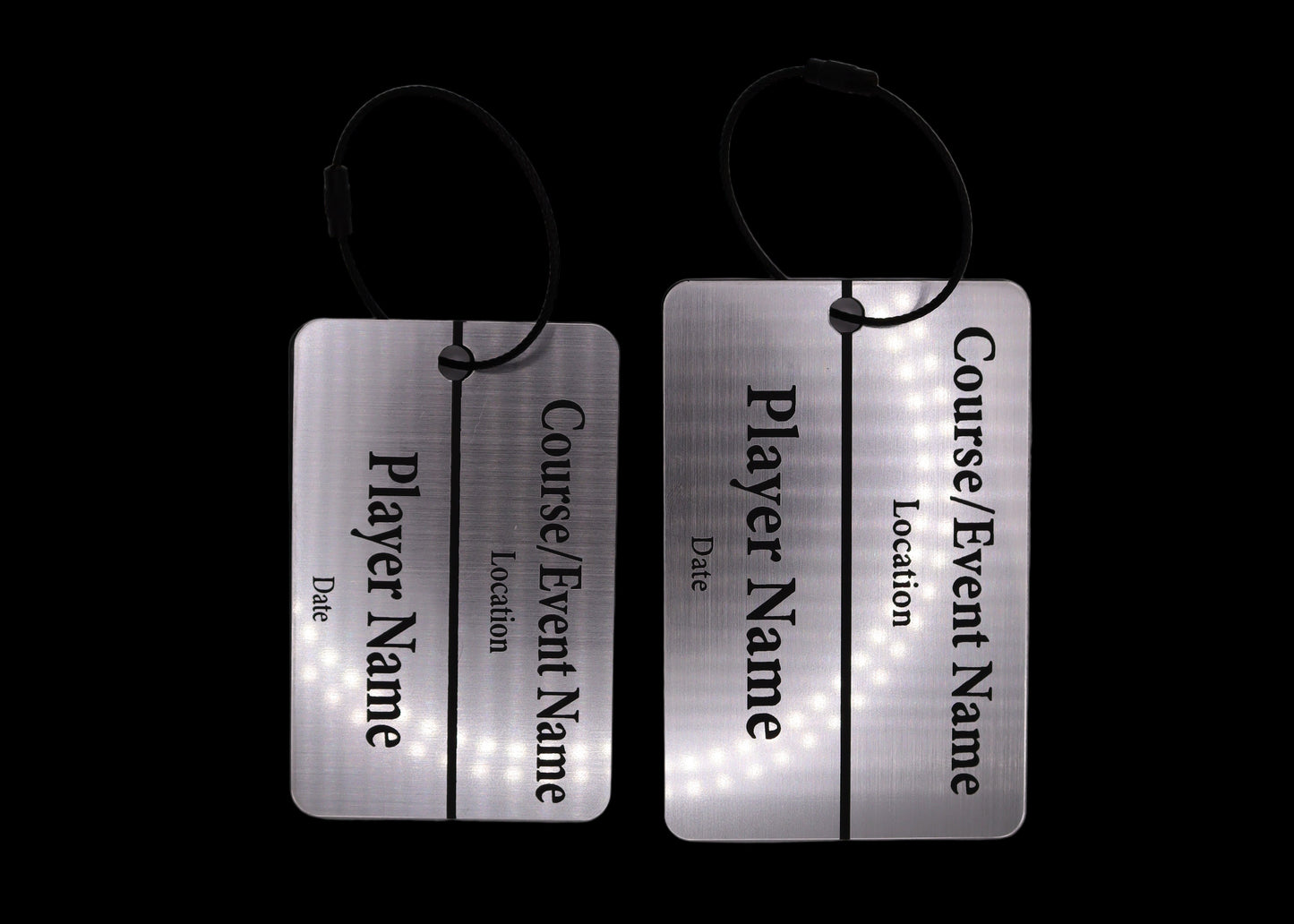 Custom Engraved Black & Sliver Acrylic Golf Bag Tags