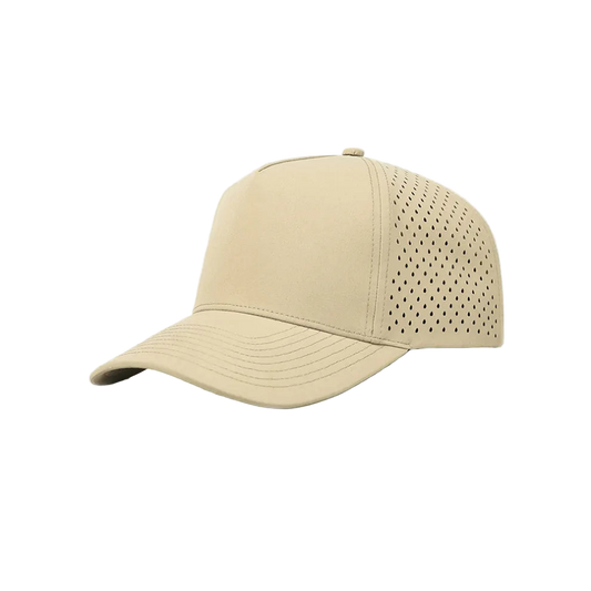 Khaki Laser Perforated 5-Panel Snapback Golf Hat