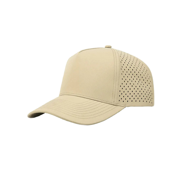 Khaki Laser Perforated 5-Panel Snapback Golf Hat