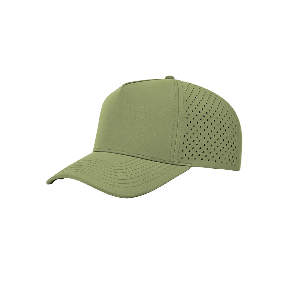 Custom OD Green Laser Perforated 5-Panel Snapback Golf Hat
