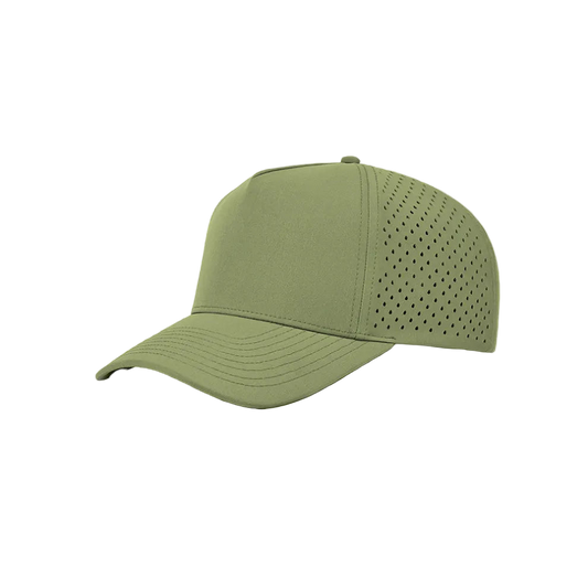 OD Green Laser Perforated 5-Panel Snapback Golf Hat