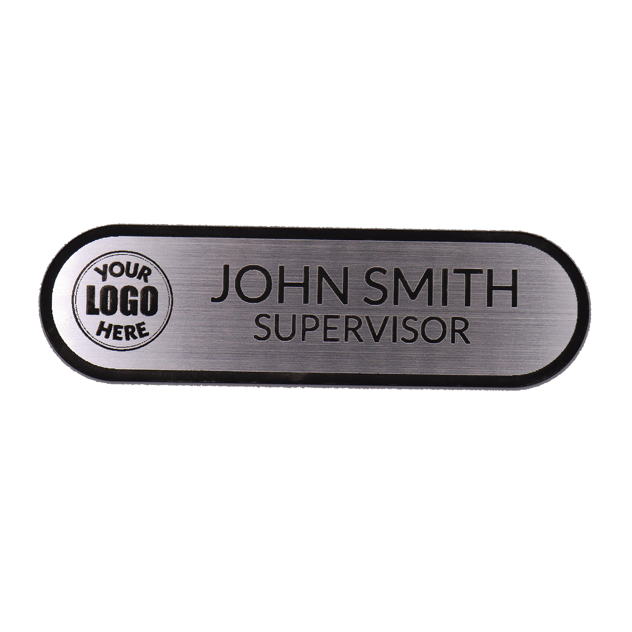 Engraved Name Tag – 3.5" x 1" Silver/Black
