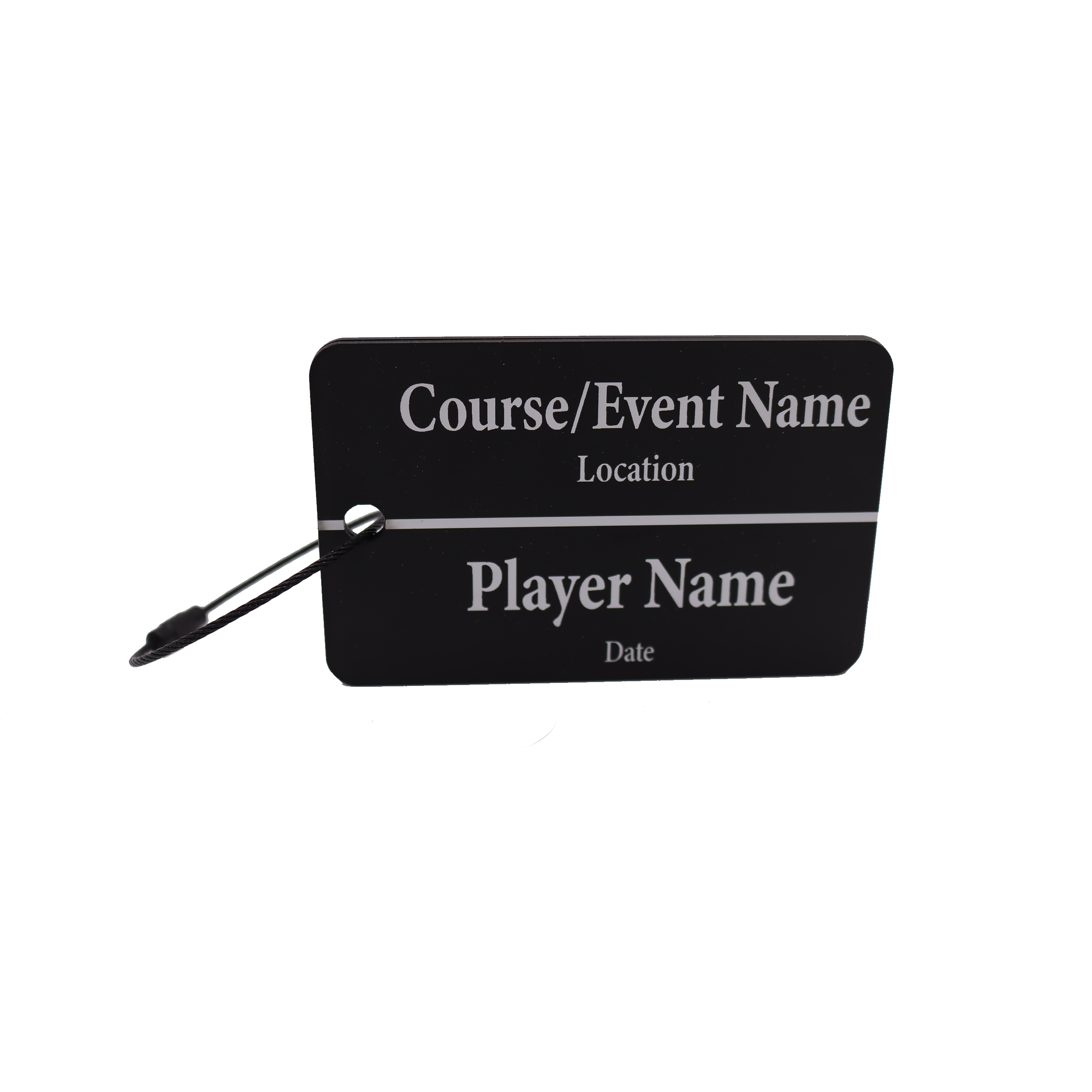 Custom Engraved Black & White Acrylic Golf Bag Tags