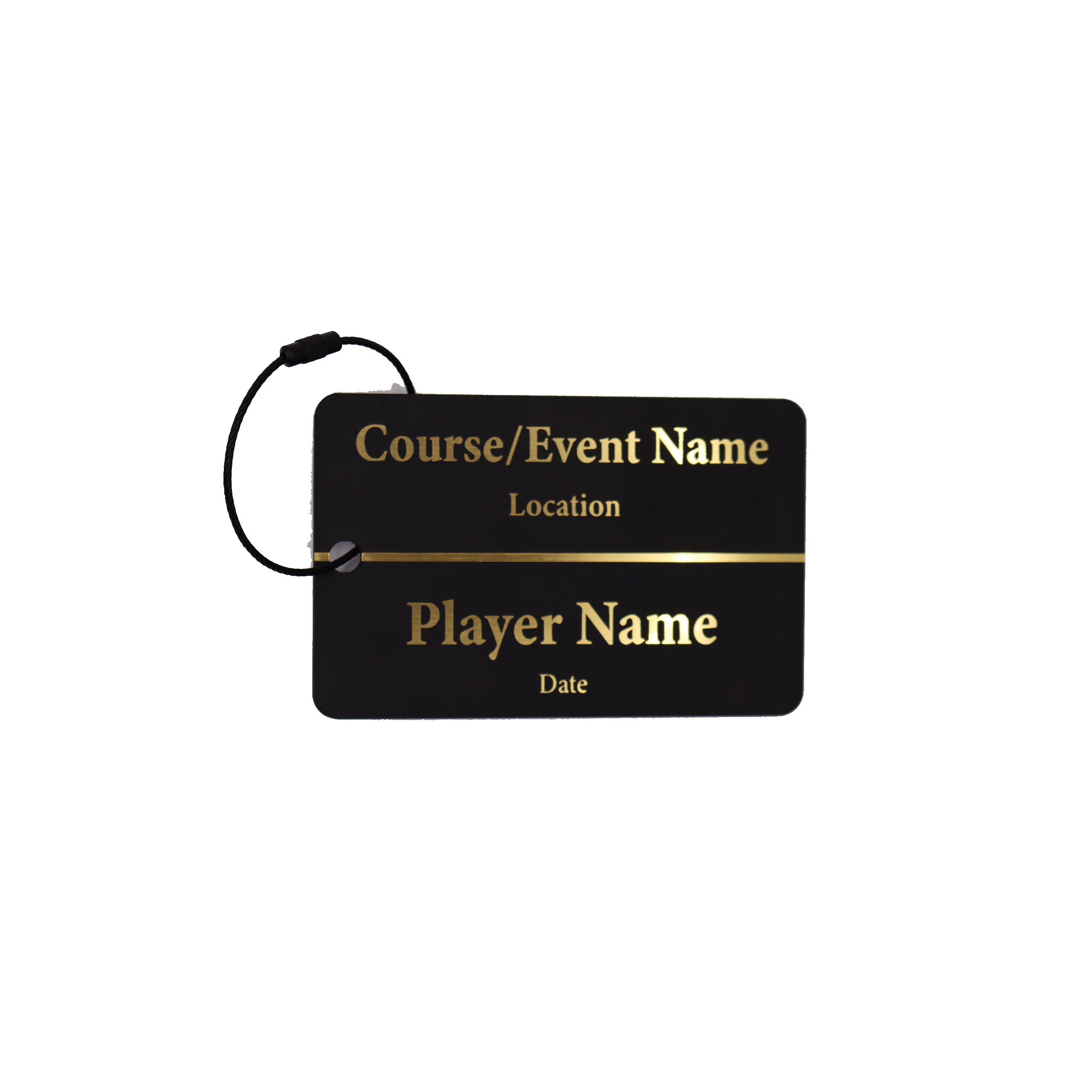 Custom Engraved Black & Gold Acrylic Golf Bag Tags