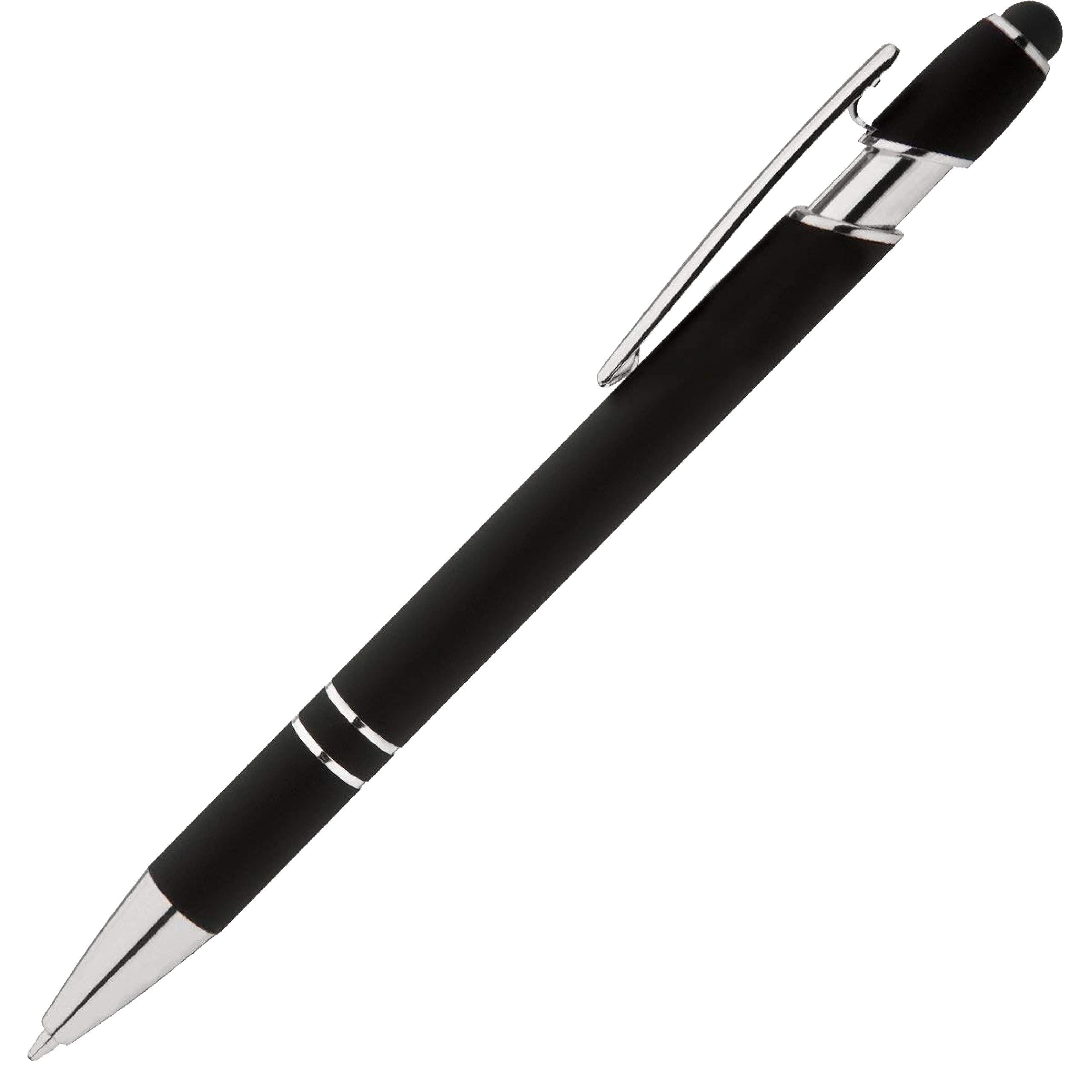 Black Ballpoint Pen with Stylus Tip – Engravable